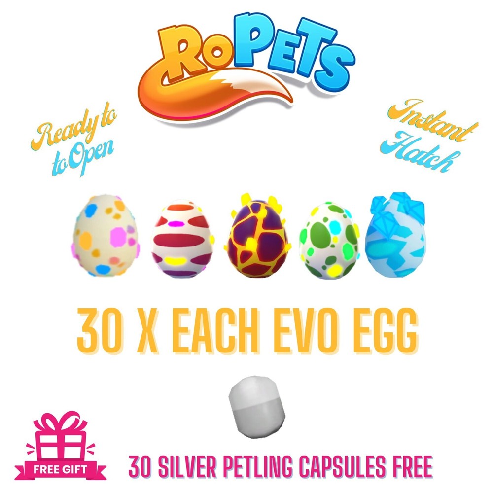 Ropets Evo Egg Deal 30 x All Evo Eggs (Old, Red, Green, Mythic, Blue) US