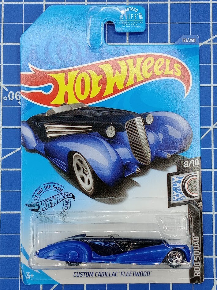 2020 Hot Wheels #121 Rod Squad 8/10 CUSTOM CADILLAC FLEETWOOD Black-Blue w/5 Sp