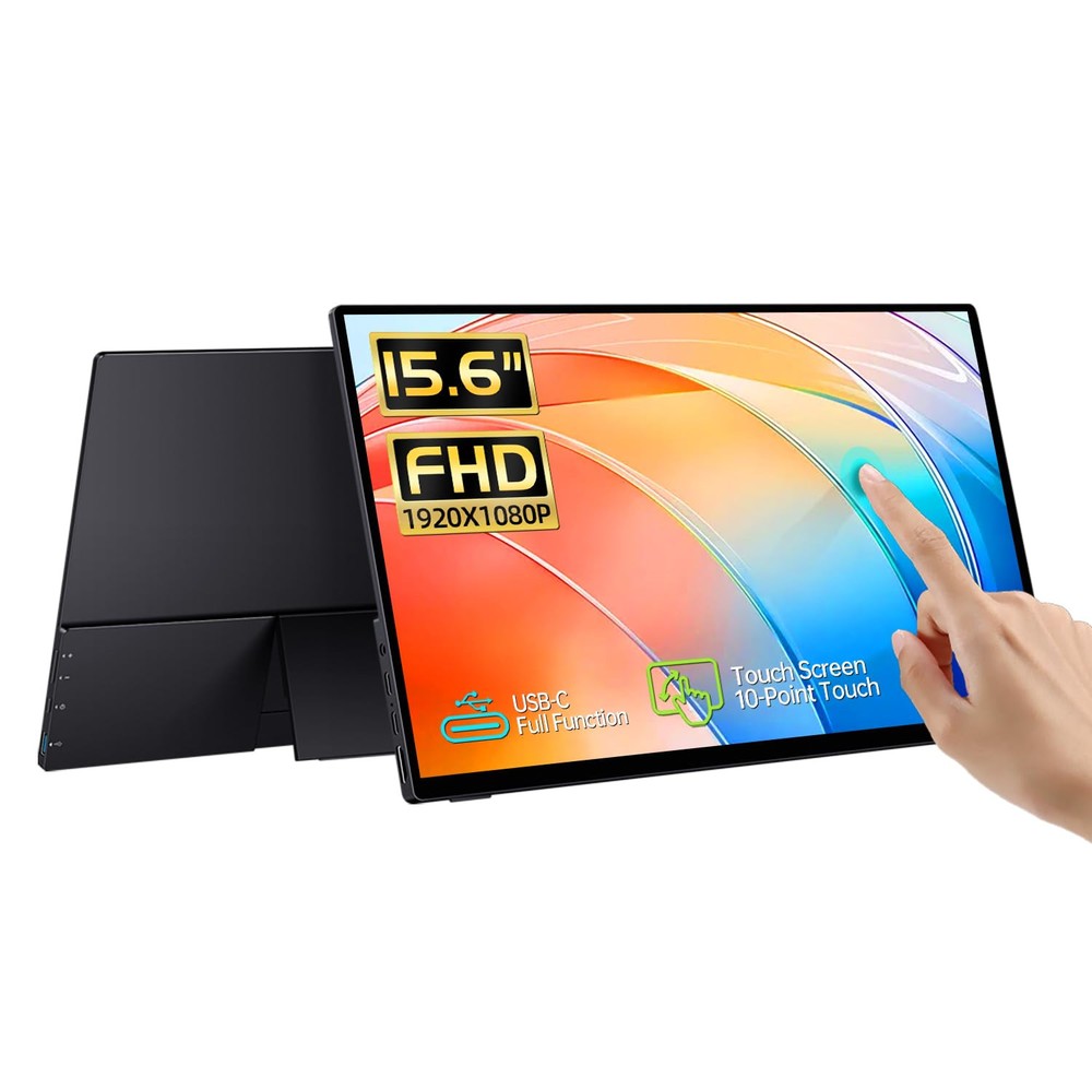 15.6'' Portable Monitor Touchscreen, FHD IPS Touch Screen with Tempered Glass...