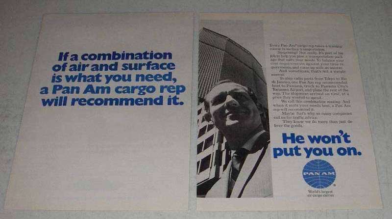 1969 Pan Am Airline Ad - Air And Surface