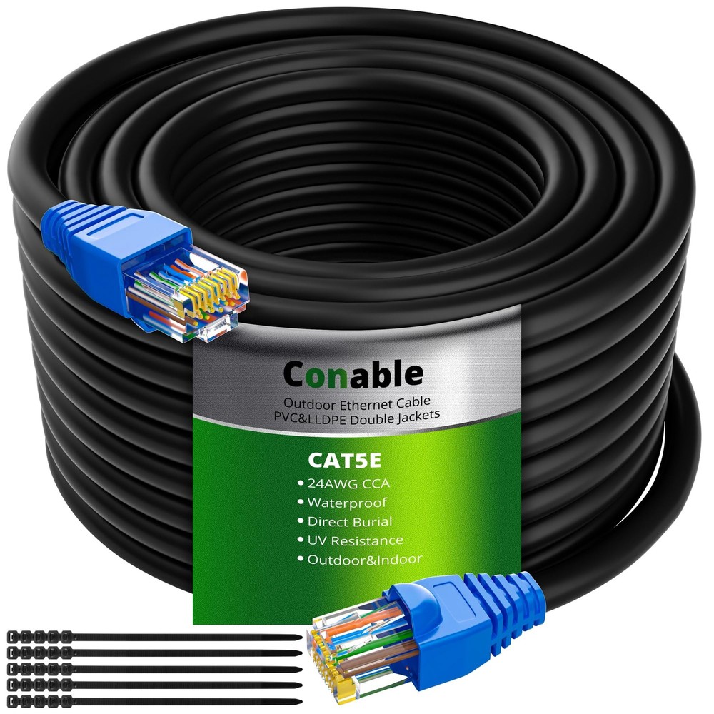 25ft Heavy Duty Cat5e Outdoor Ethernet Cable for LAN Internet Network