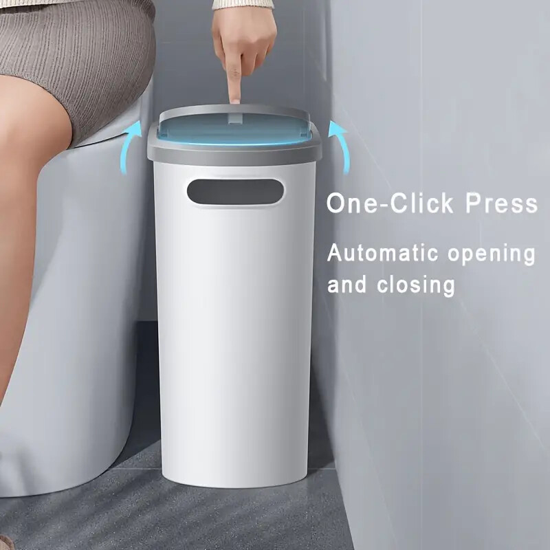 Large Capacity Bathroom Trash Can Press Type with Lid Creative Slit Design