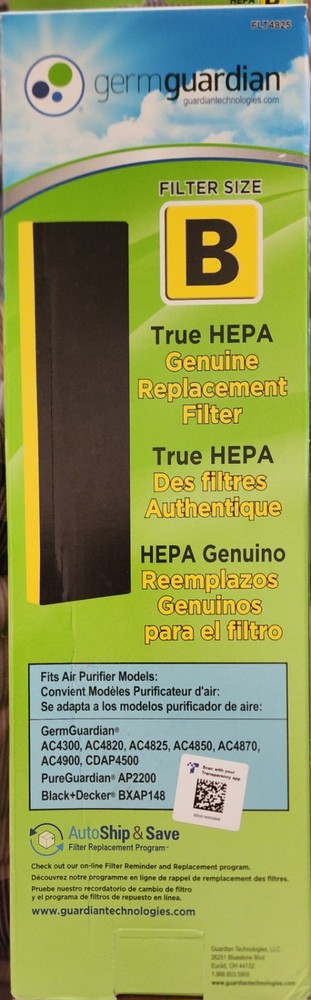 FILTER B FOR GERMGUARDIAN GERM GUARDIAN HEPA FLT4825 FLT-4800 FLT 4800 Brand NEW
