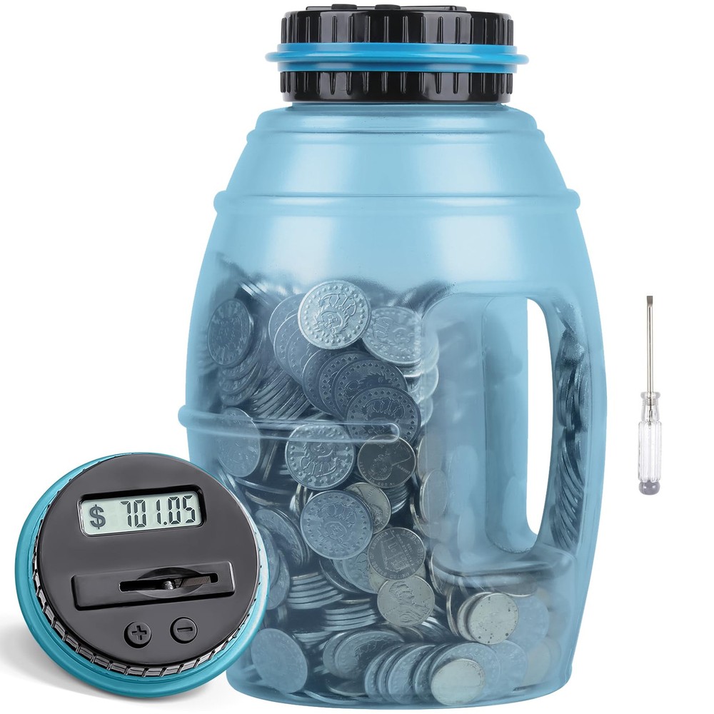 X-Large Piggy Bank for Adults, Digital Counting Bank with LCD Counter, 2.8L C...