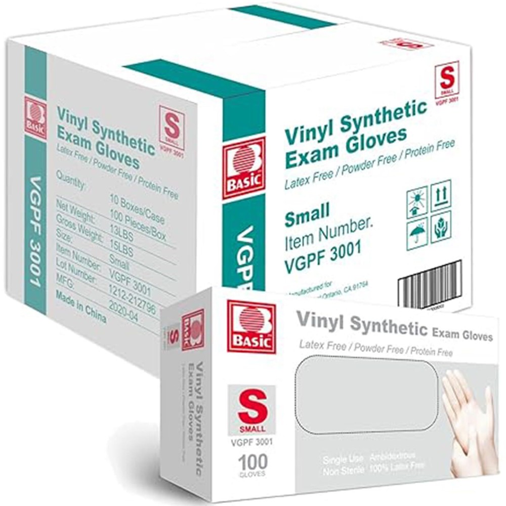 Basic Clear Vinyl Exam Gloves - Latex-Free & -Free - VGPF-3001(Case of 1,000)...