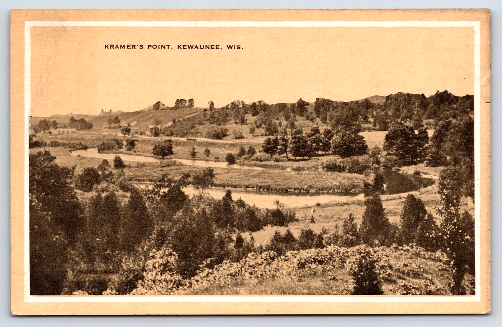 VINTAGE OLD ANTIQUE POSTCARD KRAMER'S POINT RIVER LANDSCAPE KEWAUNEE WISCONSIN