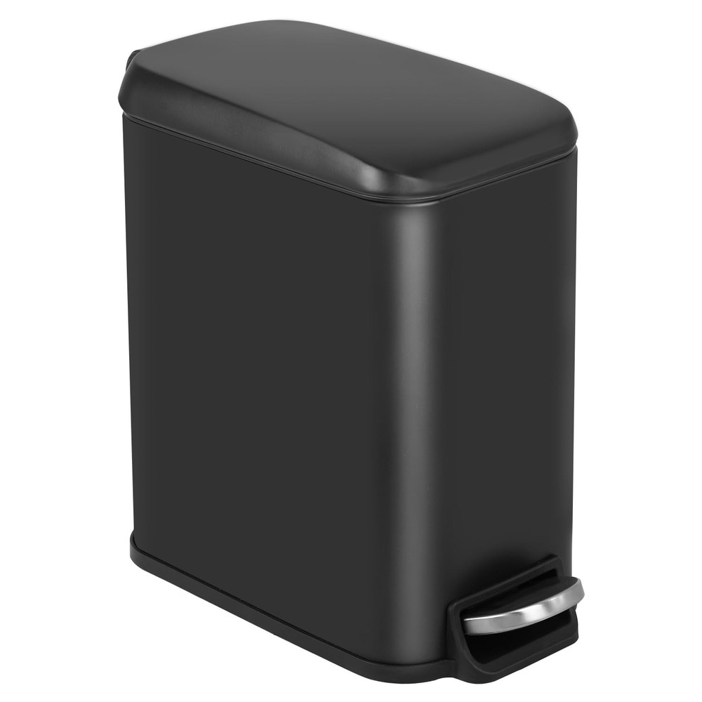Bathroom Trash Can with a Lid 1.3 Gallon (5 L) Small Trash Bin Step Pedal Gar...