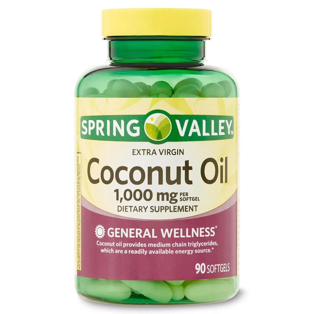 Coconut Oil 1000 Mg Extra Virgin Superfood Weight Skin Hair Support, 90 Softgels