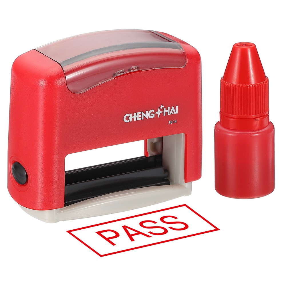 Pass Self Inking Stamp Ink Stamp, Office Stamps with Red Ink