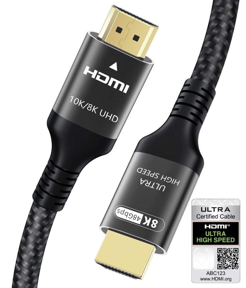 Certified 10K 8K HDMI 2.1 Cable 10 FT, 48Gbps Ultra High Speed HDMI Cable