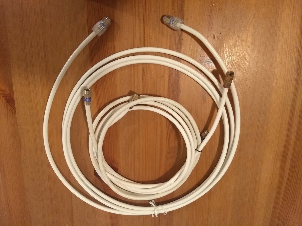 3 RG6 Coaxial Cables for CATV Satellite TV Internet Indoor Outdoor Use