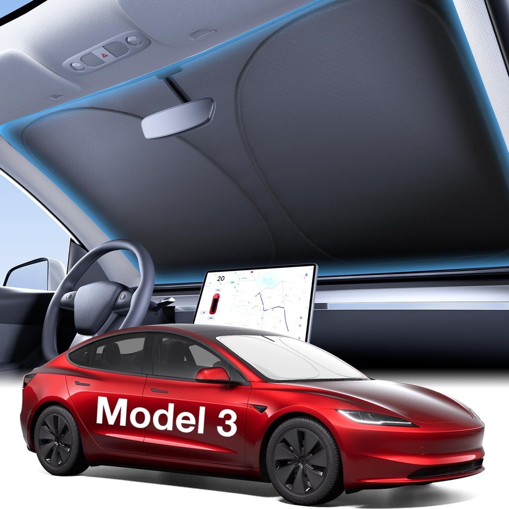 Wigoo 2026 Upgraded Accessories Tesla Model 3 Windshield Sunshade [OEM Design...