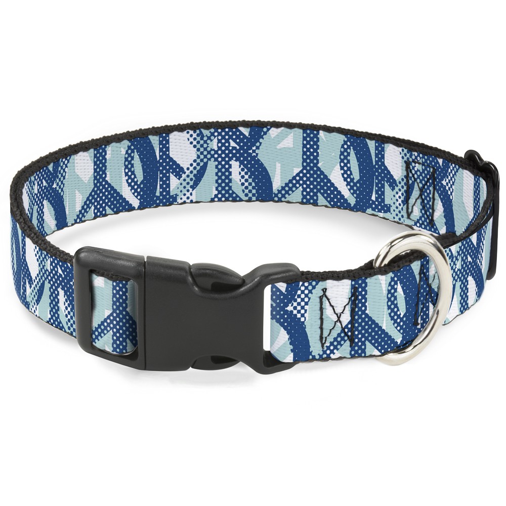 Plastic Clip Collar Peace Dots White/Blue Small 9.5-13