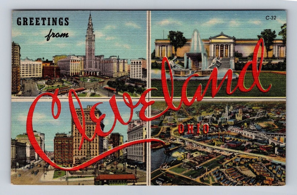 Cleveland OH-Ohio, General Greetings Landmarks, Antique, Vintage Postcard