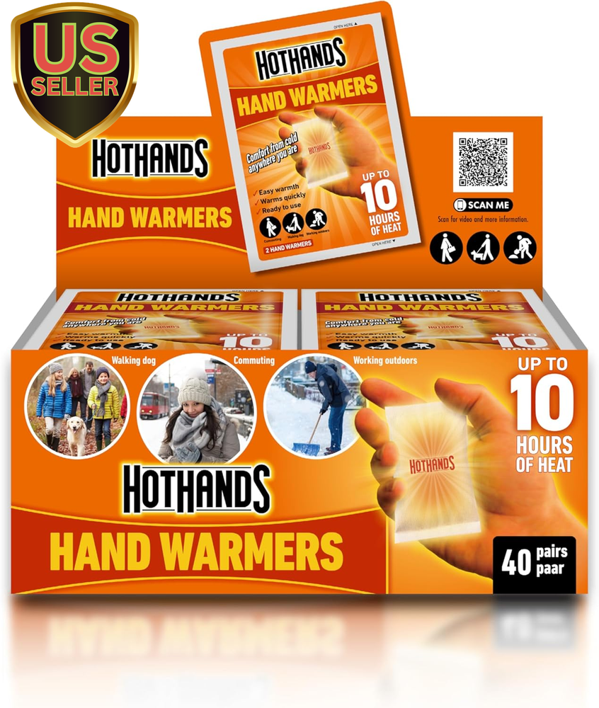 40-Pair Air-Activated Hand Warmers - 10 Hours of Long-Lasting Heat - Ready to Use
