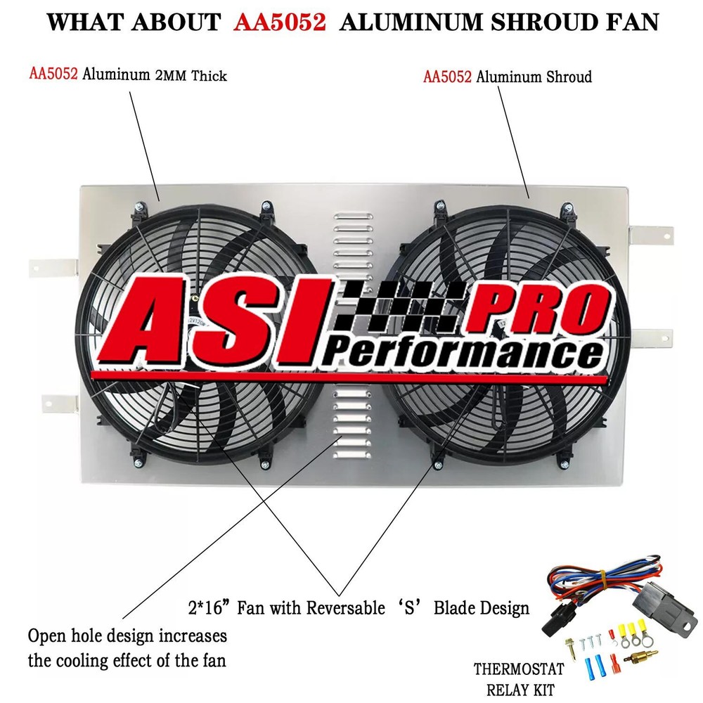 Radiator Shroud+Fan+Relay For 1994- 2002 Dodge Ram 2500 3500 5.9L Diesel Cummins