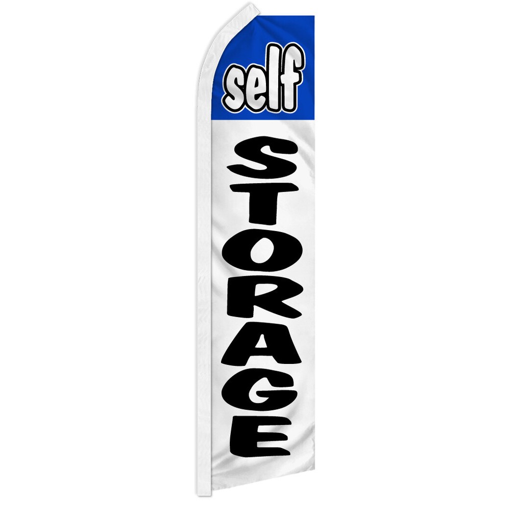 Self Storage Advertising Swooper Feather Flutter Flag - Eye-Catching Black and White Design for Storage Facilities