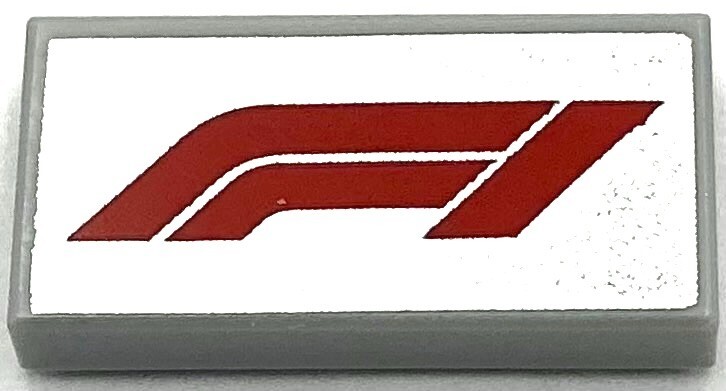 Lego New Light Bluish Gray Tile Flat Smooth 1 x 2 Formula 1 Logo F1 Part