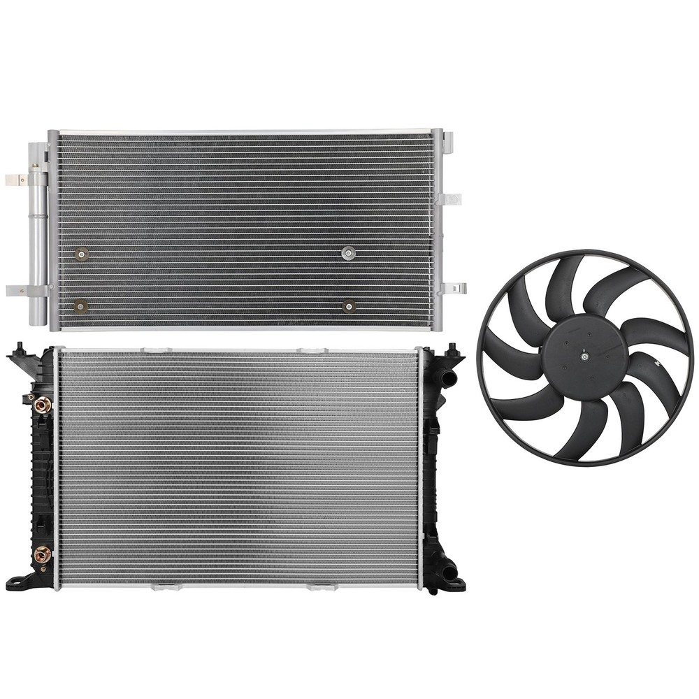 Electric Radiator Condenser Cooling Fan Kit For Audi A4 Quattro 2013 2014-2016