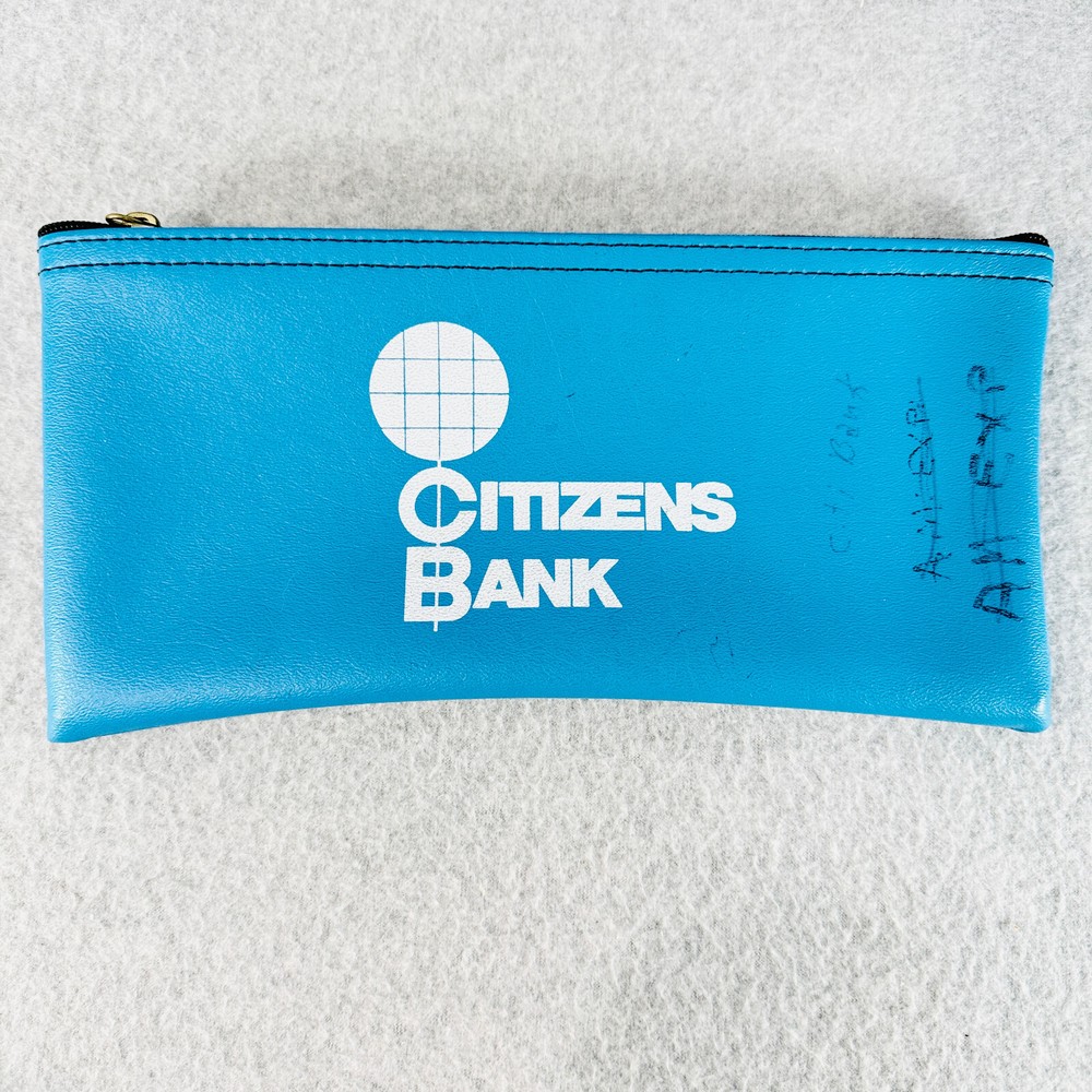 Vintage Blue Citizens Bank Vinyl Zippered Deposit Pouch-image