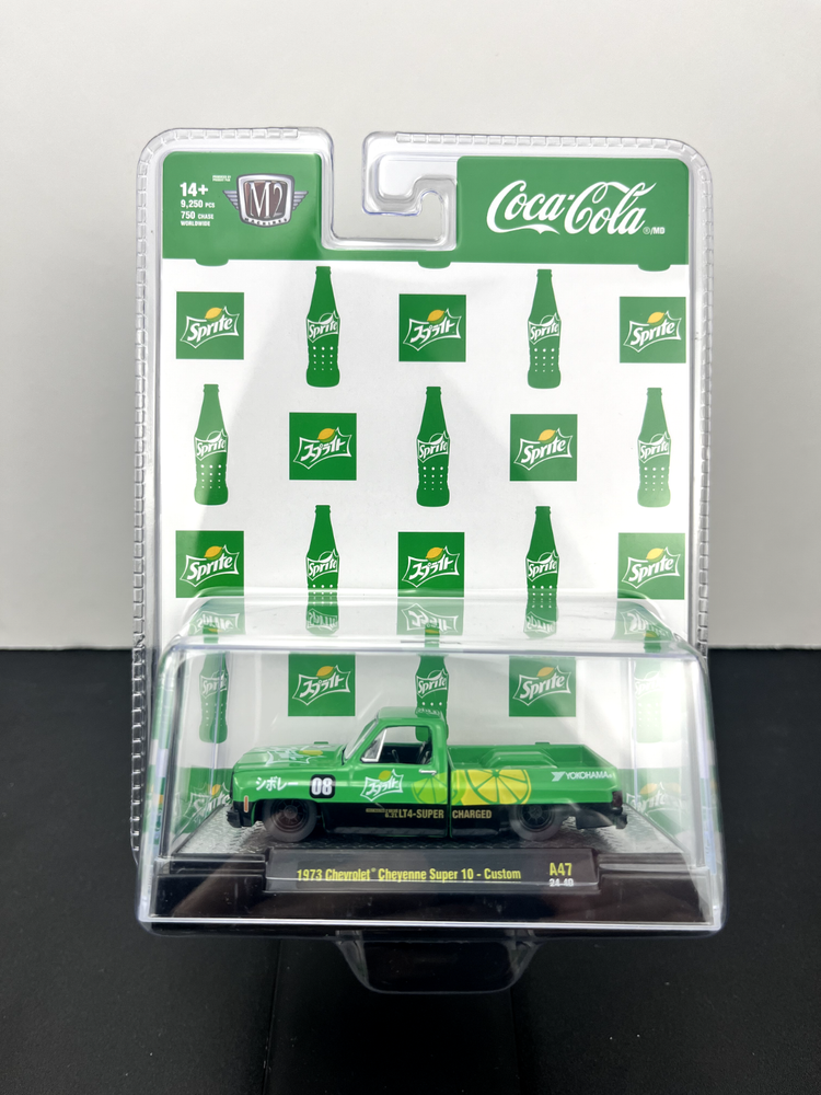 M2 Machines Coca-Cola 1973 Chevrolet Cheyenne Super 10 Custom A47 Sprite Green