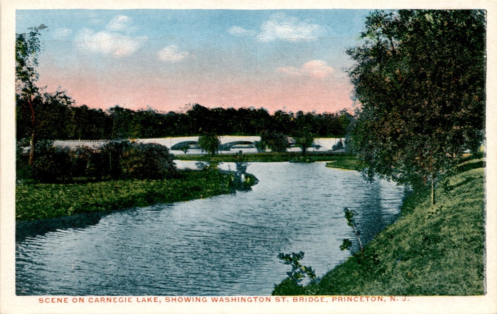 Carnegie Lake, Washington St. Bridge, Princeton, New Jersey Postcard