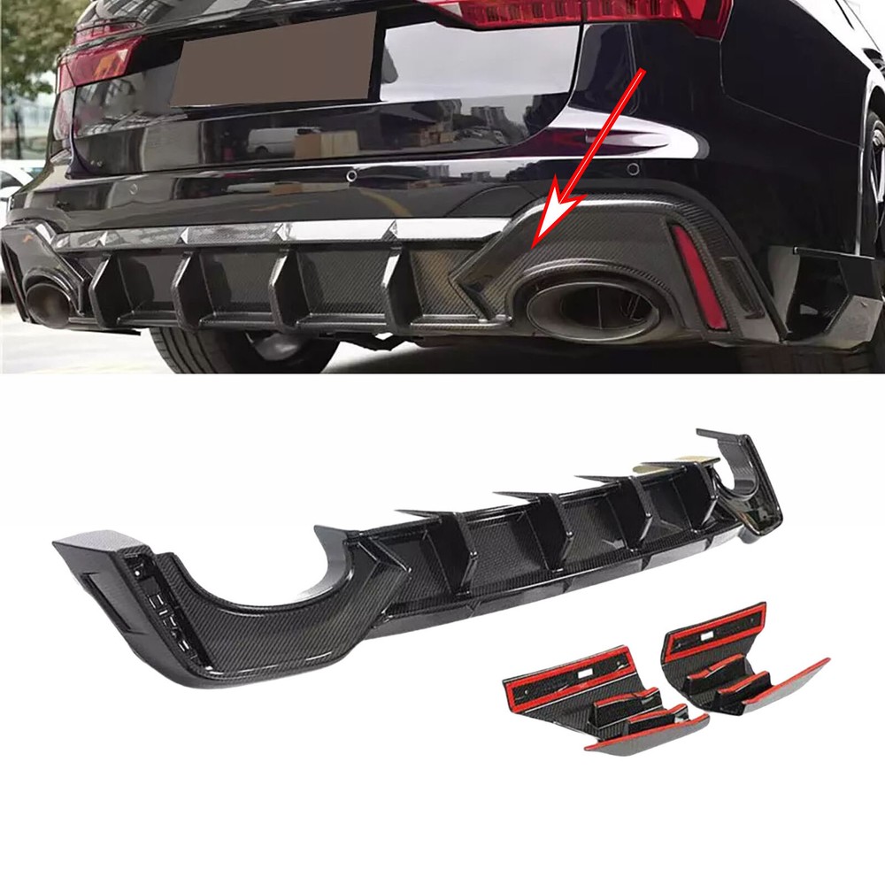 Dry Carbon Rear Bumper Lip Diffuser Splitter For Audi RS6 RS7 C8 Avant 2019-2023