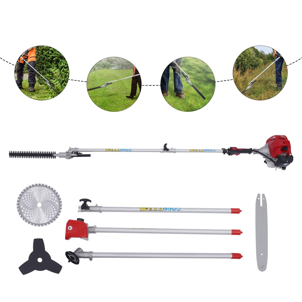 5in1 51.7 CC Petrol Hedge Trimmer Chainsaw Brush Cutter Gas for Tree Weed Garden