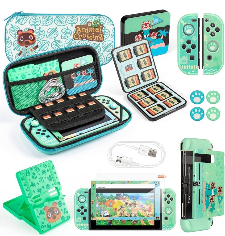 Case For Switch With Animal Crossing, Switch Accessories Bundle Carry Case.