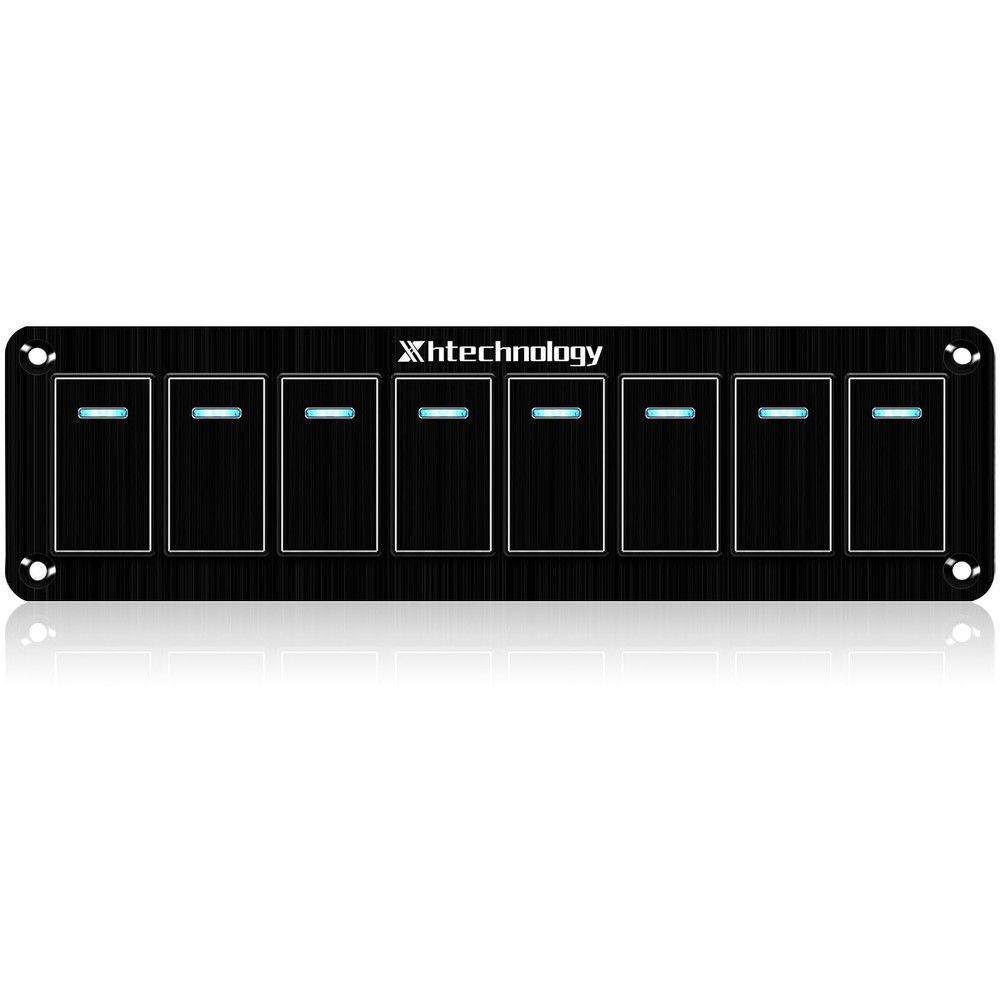 8 Gang Marine Rocker Switch Panel,Aluminum Waterproof Boat Toggle Switch Pane...