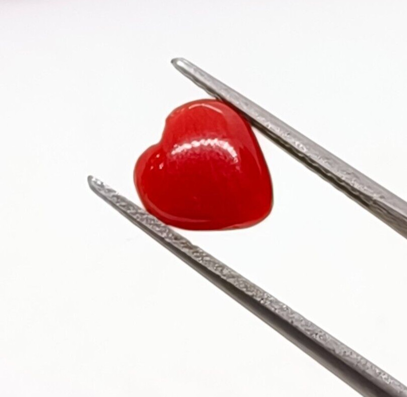 RED CORAL HEART SHAPE !!! Natural Italian Red Coral Loose Heart Shape Cabochon