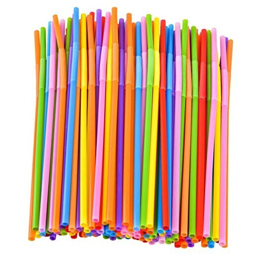 Flexible Plastic Straws, Colorful Disposable Bendy Party Fancy 100PCS