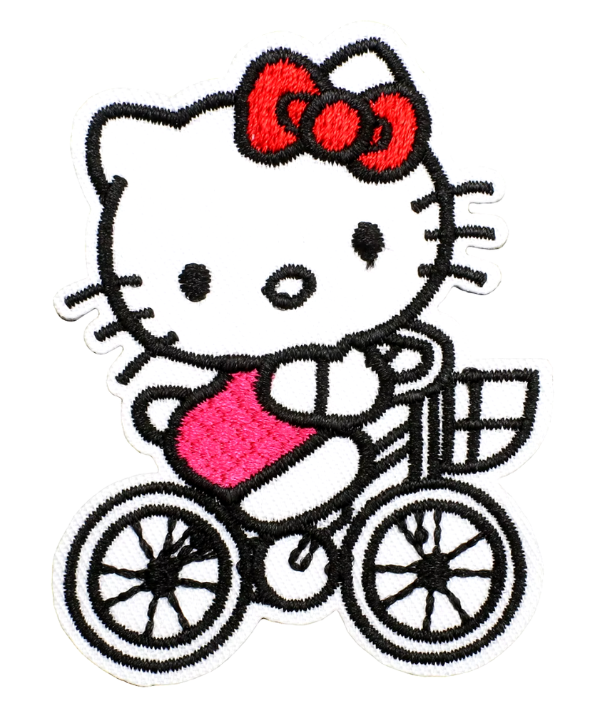 HELLO KITTY - RIDING A BIKE - Iron-On Embroidered Patch