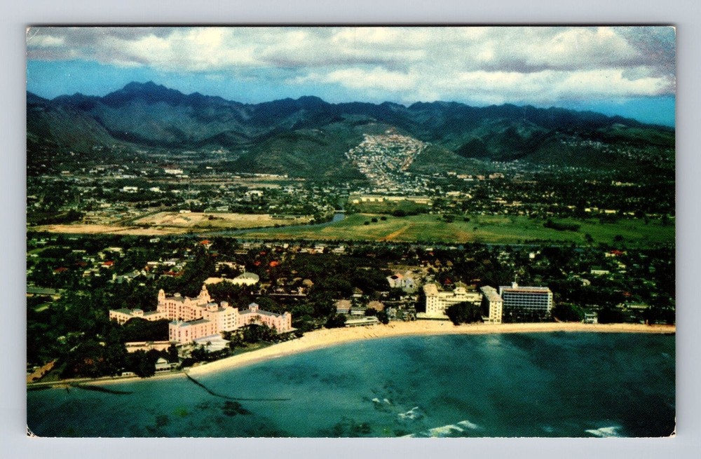 Aerial View of Waikiki HI Hawaii Hotel Vintage Postcard