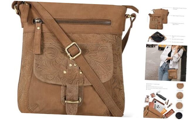 Leather Crossbody Bags for Women - Trendy Leather Crossbody Purses For Cognac