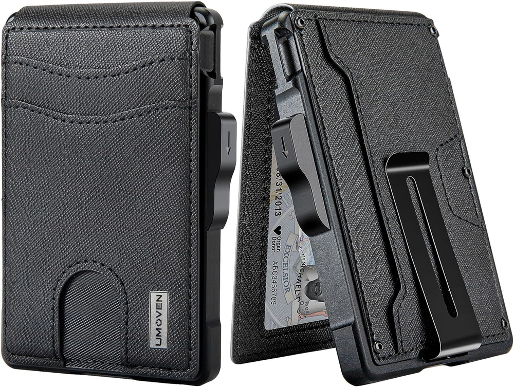Slim Leather Wallet for Men RFID Blocking Minimalist Money Clip Card Holder