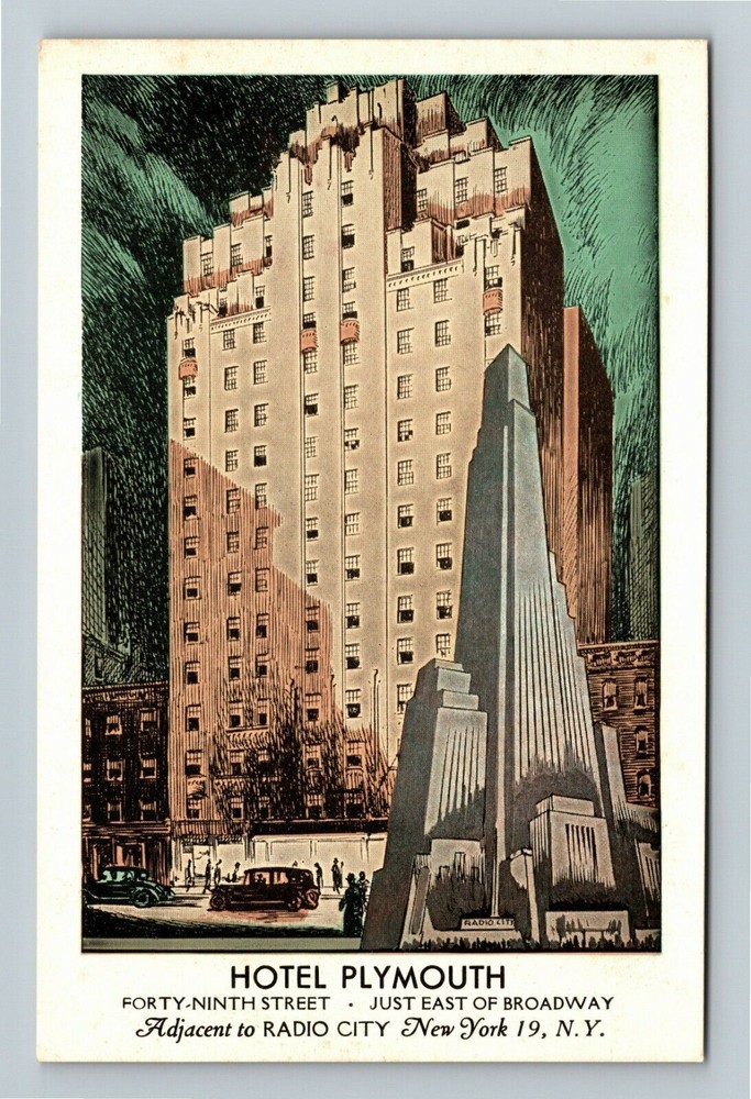 New York City NY,, Hotel Plymouth Vintage Souvenir Postcard