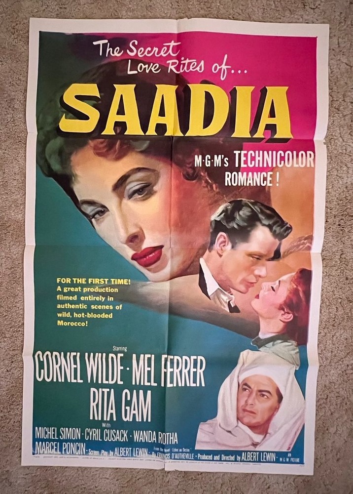 Saadia 1953 Movie Poster 27x41 Mel Ferrer Cornel Wilde Rita Gam