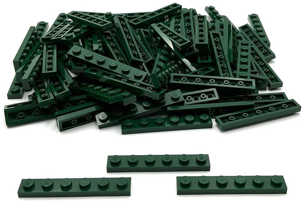 Lego 100 New Dark Green Plates 1 x 6 Stud Parts