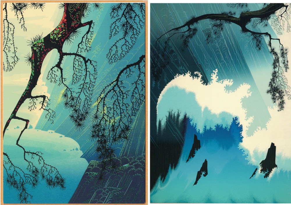Lot of two Eyvind Earle blank note cards: 
