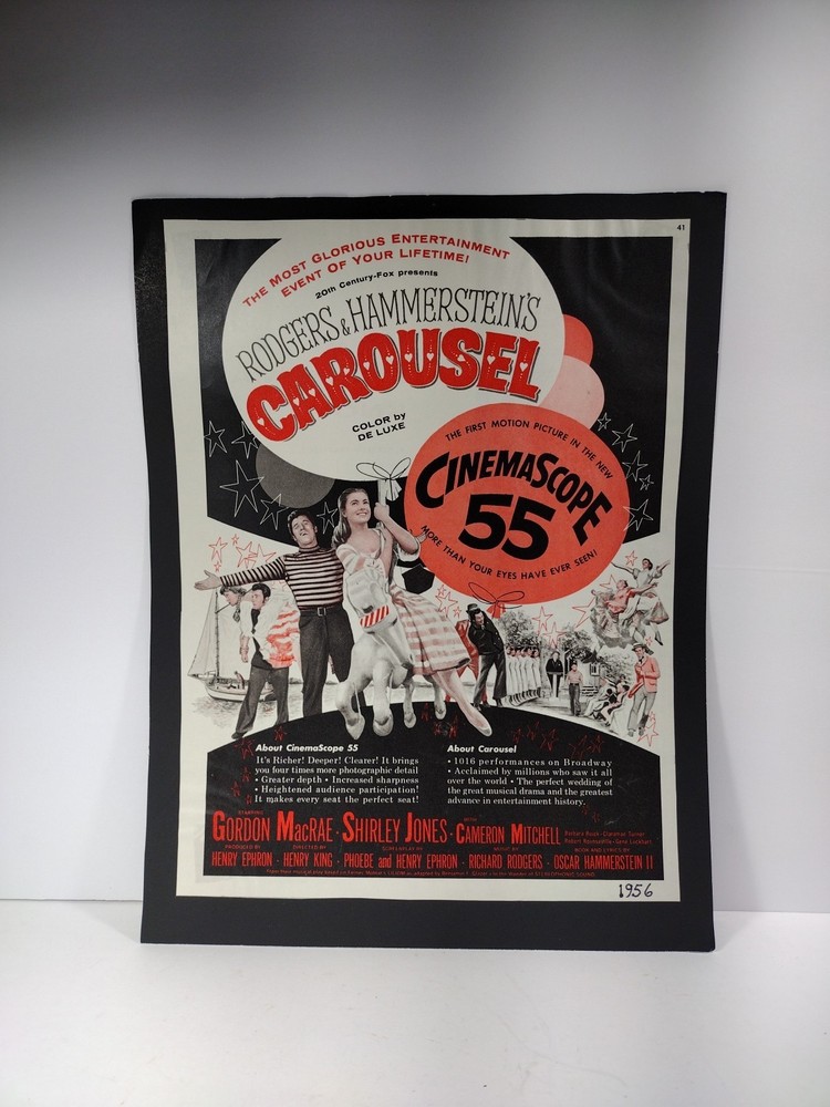 Rodgers Hammersteins Carousel 1956 Cinemascope 55 Vintage Print Ad Movie, Deluxe
