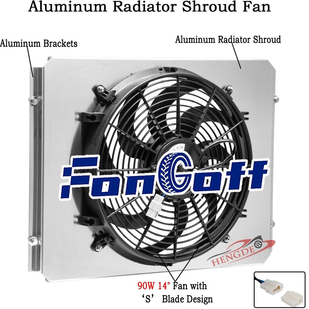 Aluminum Shroud + 14'' Fan Fit 1955-1957 Chevy Bel Air Nomad Del Ray 3.8L 4.3L