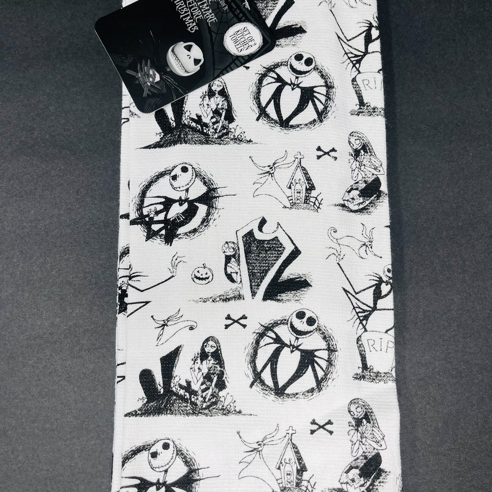 Disney 2 Pack Kitchen Hand Towels The Nightmare Before Christmas Halloween Grave