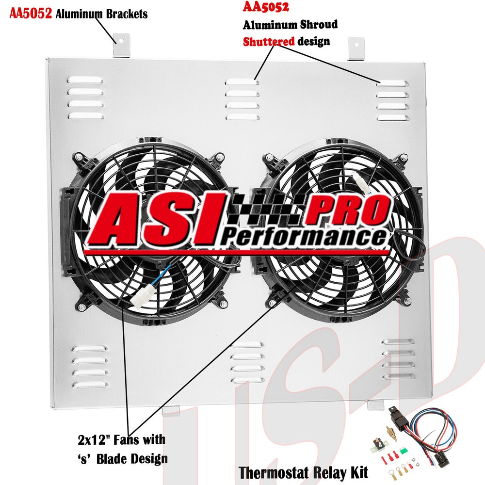 Shroud+2x 12'' Fan+Relay For 2005-18 Nissan Frontier Pathfinder 2009-12 Equator