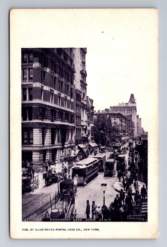 New York City NY, Broadway Near John St, Souvenir Vintage Postcard