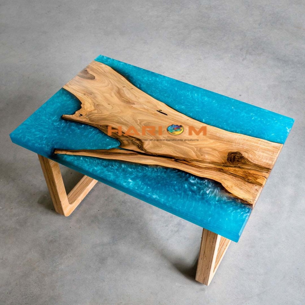 Mesa de resina epoxi azul, decoración de salón, cabecero decoración muebles mesa