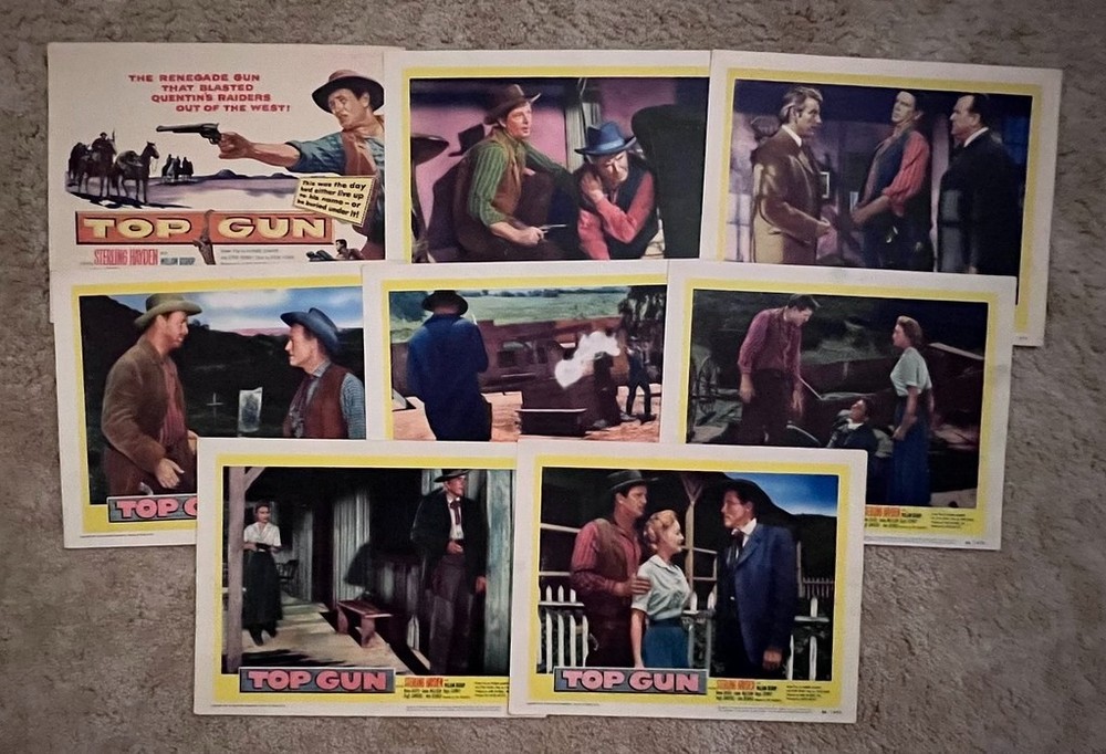 Set of 8 Top Gun 1955 Lobby Cards 11x14 Sterling Hayden William Bishop