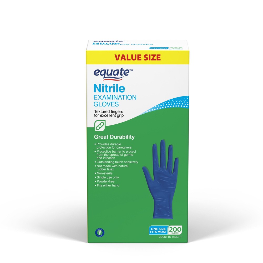 Nitrile Exam Gloves One Size Fits Most 200 Count Box
