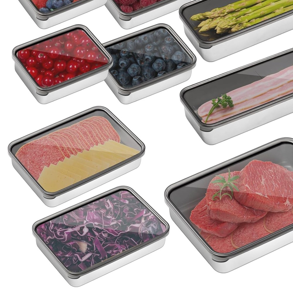 9 Pack Airtight Stainless Steel Food Containers for Fresh Hygienic Storage