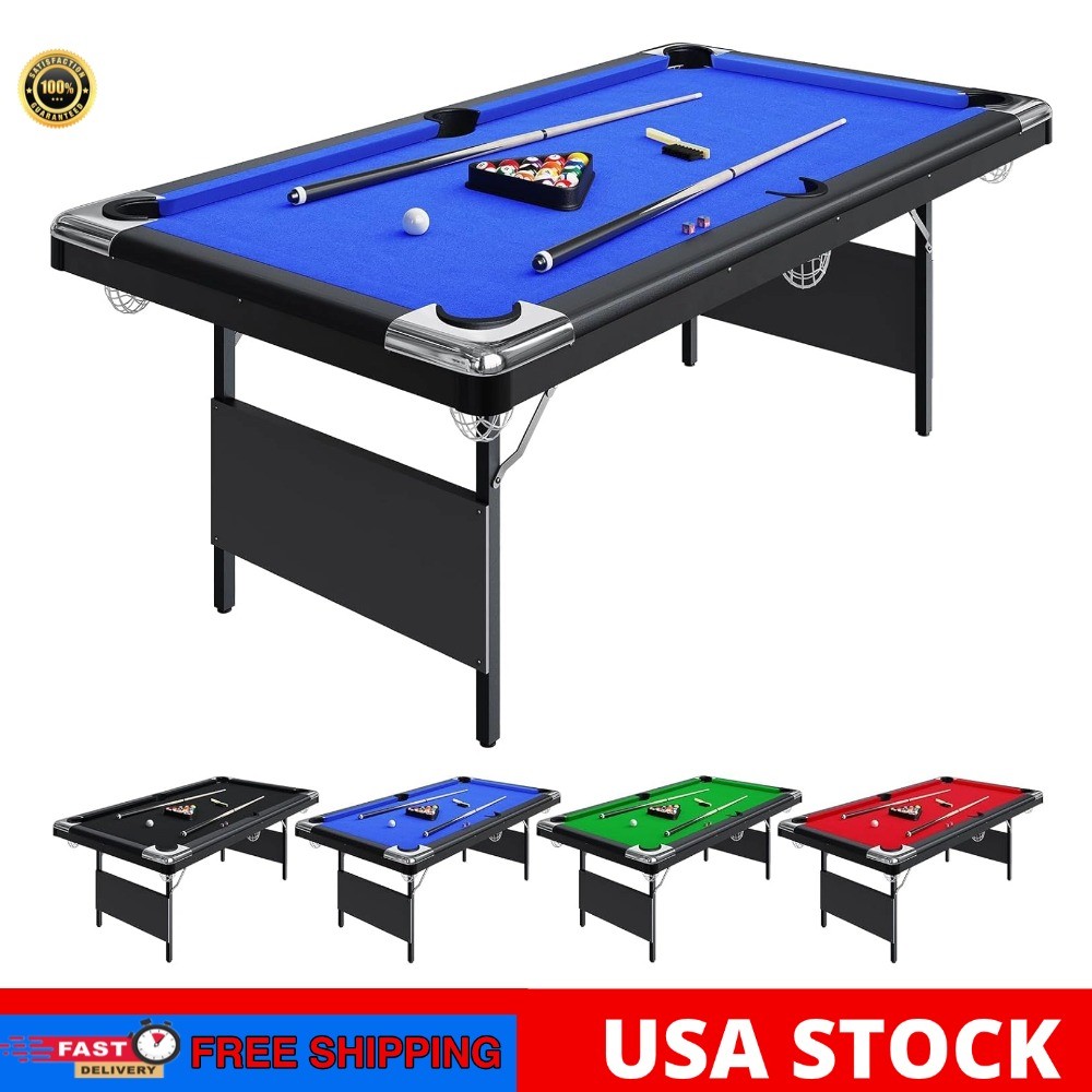 7FT Portable Folding Billiard Pool Table Small Pool Table w/ Billiard Ball Sets